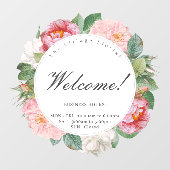 Welkom Rozen Floral Round Business Openinguren Raamsticker (Vel)
