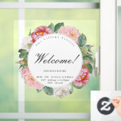 Welkom Rozen Floral Round Business Openinguren Raamsticker (Huis)