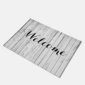 Welkom Rustic Black en White Wood Panel Boerderij Deurmat (Schuin)