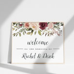 Welkom Rustic Bloom Wedding Poster<br><div class="desc">Welkom gasten op je bruiloft met ons Rustic Bloom poster,  met waterverf botanische groenery en bloemen in rijke herfstkleuren,  met "welkom in ons geluk ooit daarna",  je namen,  en trouwdatum in een chique mix van traditionele serif- en kalligrafische lettersoorten. Verticale oriëntatie is ook beschikbaar in ons Rustic Bloom-collectie.</div>