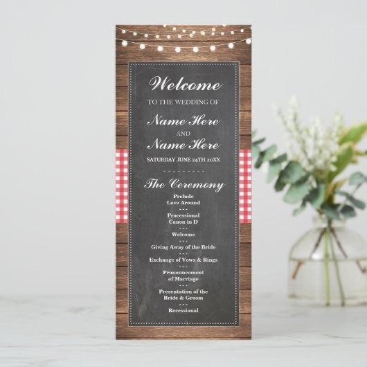 Welkom Rustic Chalk Wedding Program Programmakaart (Staand voorkant)