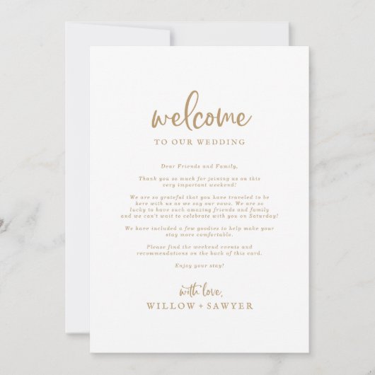 Welkom Rustic Gold Wedding-brief & reisroute (Voorkant)