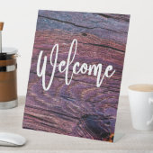 Welkom Rustic Paarse Wood  Reclamebord Met Voetstuk (Insitu)