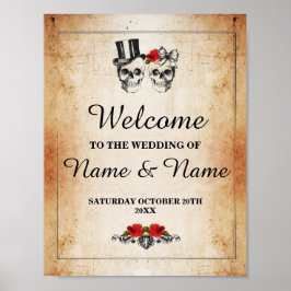 Welkom Rustic Skull Halloween Bord Bruiloft Poster