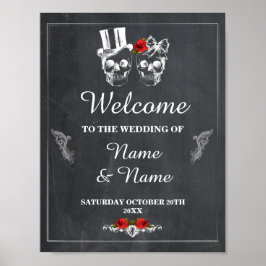 Welkom Rustic Skull Halloween Sign Weddenschap Poster