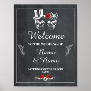 Welkom Rustic Skull Halloween Sign Weddenschap Poster