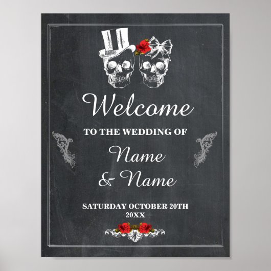 Welkom Rustic Skull Halloween Sign Weddenschap Poster (Voorkant)