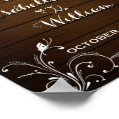 Welkom | Rustic String Lights Hearts Wedding Poster (Hoek)