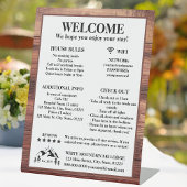Welkom Rustic Wood Cabin Lodge Rental Property Reclamebord Met Voetstuk