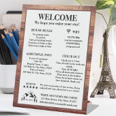 Welkom Rustic Wood Cabin Lodge Rental Property Reclamebord Met Voetstuk