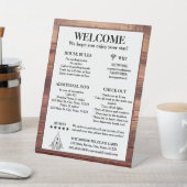 Welkom Rustic Wood Cabin Reclamebord Met Voetstuk (Insitu)