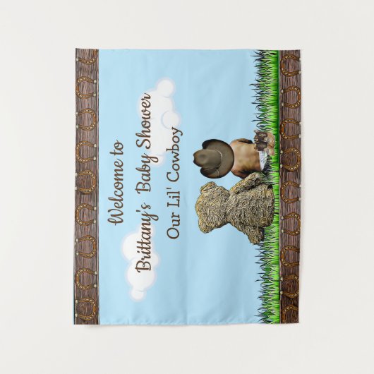 Welkom Rustieke Cowboy Baby van Kleuren Douche Ban Wandkleed (Voorkant)