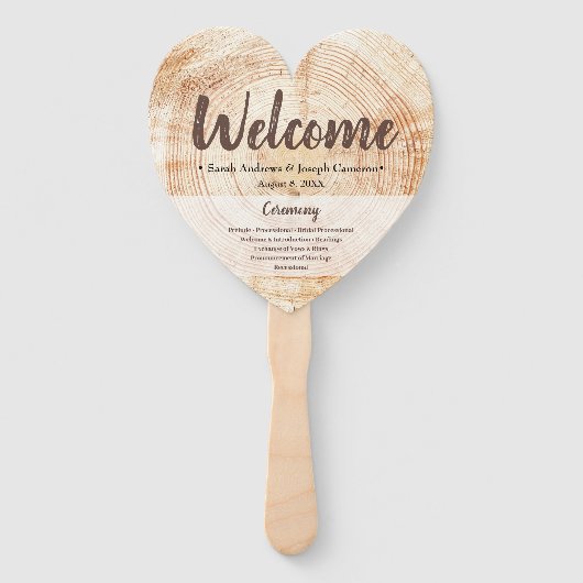 Welkom Rustieke Houten Huwelijkspartij en Programm Handwaaier (Voorkant)
