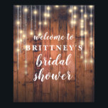Welkom Rustieke Houten Slingerlichten Bruidsdouche Poster<br><div class="desc">De achtergrond van kersenhout en de slingerlichten in dit ontwerp zijn zo rijk en prachtig; het is perfect voor een rustieke bruidsdouche.</div>