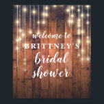Welkom Rustieke Houten Slingerlichten Bruidsdouche Poster<br><div class="desc">De achtergrond van kersenhout en de slingerlichten in dit ontwerp zijn zo rijk en prachtig; het is perfect voor een rustieke bruidsdouche.</div>