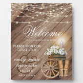 Welkom - Rustieke houten vat & String Lights Fotoplaat (Voorkant)