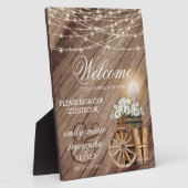 Welkom - Rustieke houten vat & String Lights Fotoplaat (Zijkant)