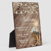 Welkom - Rustieke houten vat & witte bloemen Fotoplaat (Zijkant)