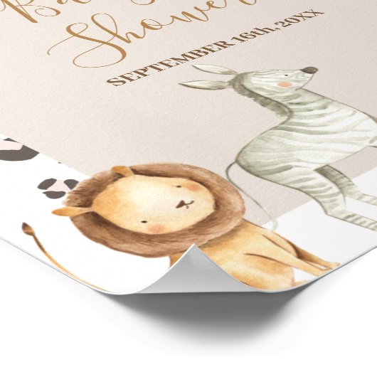 Welkom Safari Animals Boho Pampas Grass Poster (Hoek)