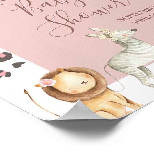 Welkom Safari Animals Boho Pampas Grass Poster (Hoek)