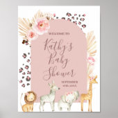 Welkom Safari Animals Boho Pampas Grass Poster (Voorkant)