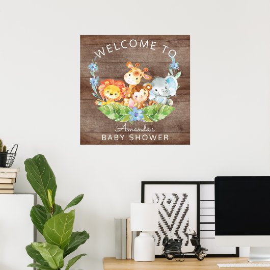 Welkom Safari Oerwoud Baby shower Sign Poster (Thuiskantoor)