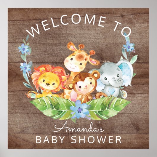Welkom Safari Oerwoud Baby shower Sign Poster (Voorkant)