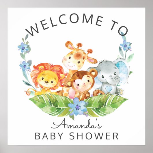 Welkom Safari Oerwoud Baby shower Sign Poster (Voorkant)