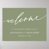 welkom | Sage Groene Kalligrafie Eenvoudige Bruilo Poster (Voorkant)