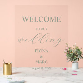 Welkom salie groene bruiloft elegant acryl bord