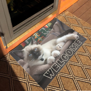Welkom, Schattig blauw, siamese Kitten Deurmat