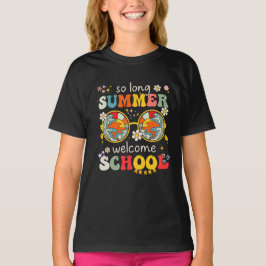 Welkom School Retro Groovy terug naar school T-shirt