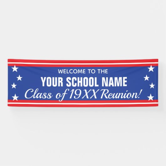 Welkom school reunion Stars en Stripes Spandoek (Horizontaal)
