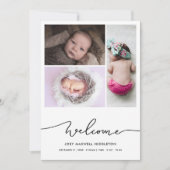 Welkom Script Baby Foto Geboorteaankondiging Aankondiging (Voorkant)