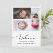 Welkom Script Baby Foto Geboorteaankondiging Aankondiging (Staand voorkant)
