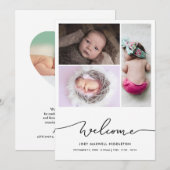 Welkom Script Baby Foto Geboorteaankondiging Aankondiging (Voorkant / Achterkant)