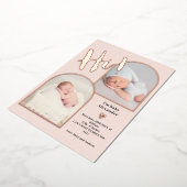 Welkom script baby roos goud folie uitnodiging (Gedraaid)