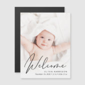 Welkom Script Foto Geboorteaankondiging Magneet Magnetische Uitnodiging (Voorkant / Achterkant)