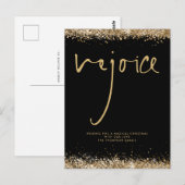 Welkom Script Gold Glitter Black, kerstnaam Briefkaart (Voorkant / Achterkant)