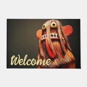 Welkom Script Kachina Pop Face Foto Lief Vet Deurmat (Voorkant)