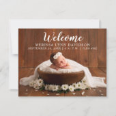 Welkom Script Meisje Foto Geboorteaankondiging Aankondiging (Voorkant)