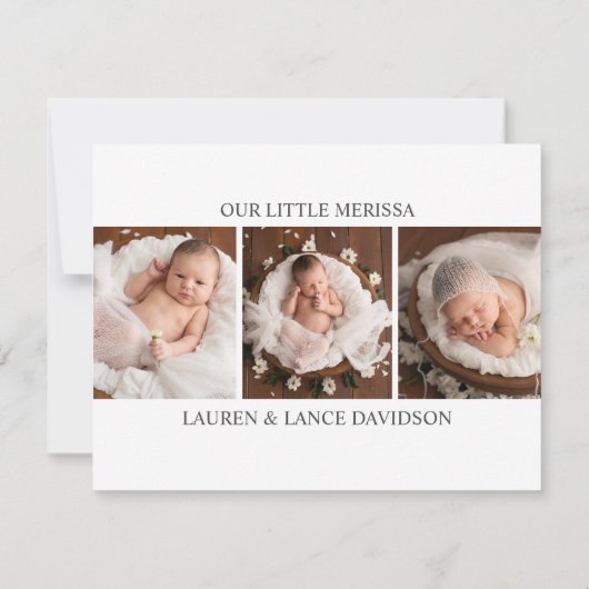 Welkom Script Meisje Foto Geboorteaankondiging Aankondiging (Achterkant)