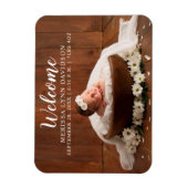 Welkom Script Meisje Foto Geboorteaankondiging Magneet (Verticaal)