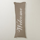 Welkom Script Modern Beige Brown Decorative Lichaamskussen (Voorkant Verticaal)
