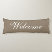 Welkom Script Modern Beige Brown Decorative Lichaamskussen (Voorkant)