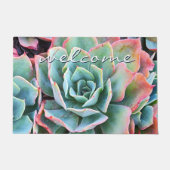 Welkom Script Vet Groen Cactus Close-up Foto Deurmat (Voorkant)