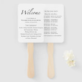 Welkom Script Zwart & Wit Ceremonie Program Sign Handwaaier (Voorkant en achterkant)