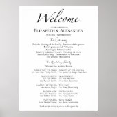 Welkom Script Zwart & Wit Ceremonie Program Sign Poster (Voorkant)
