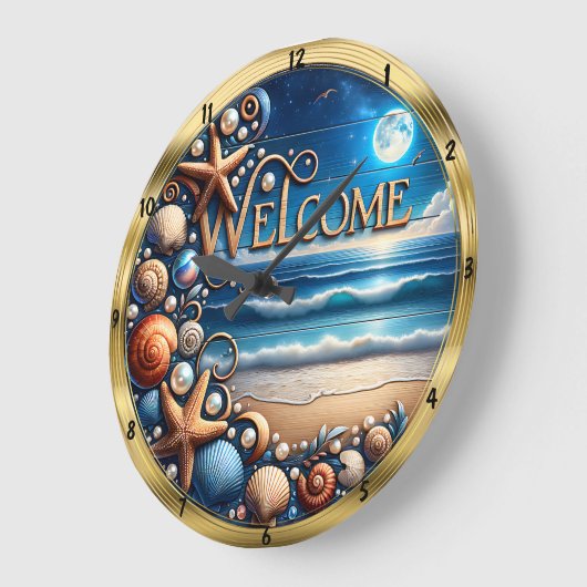 Welkom Seashell Starfish Moonlight Beach Grote Klok (Hoek)