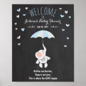 Welkom Sign baby shower elephant Blue Boy Shower Poster (Voorkant)